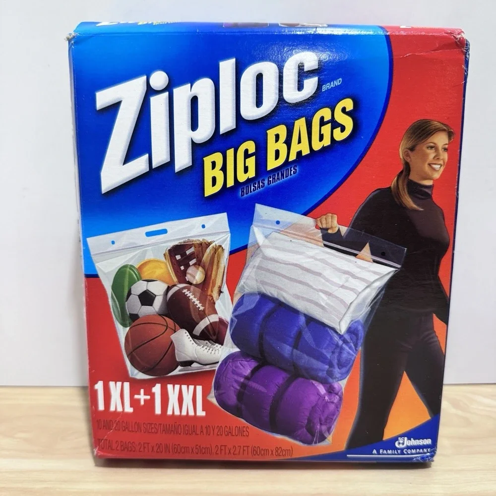 NEW 2 Boxes Ziploc Big Bags XL & XXL 10 Gal & 20 Gallon Size 2006 Discontinued